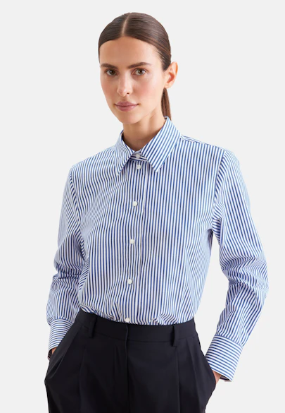 Hemdbluse aus Baumwollsatin in Mittelblau | Seidensticker Onlineshop