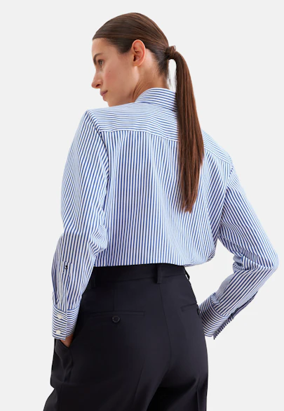 Hemdbluse aus Baumwollsatin in Mittelblau | Seidensticker Onlineshop