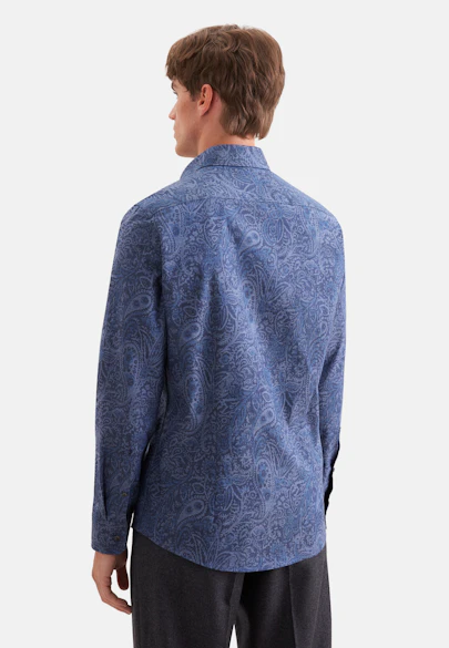 Slim Flannel shirt Print in Dunkelblau |  Seidensticker Onlineshop