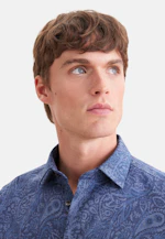 Slim Flannel shirt Print in Dunkelblau |  Seidensticker Onlineshop
