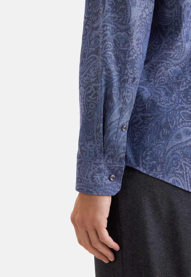 Slim Flannel shirt Print in Dunkelblau |  Seidensticker Onlineshop