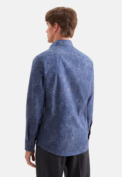 Shaped Chemise en flanelle Imprimé in Bleu Foncé |  Seidensticker Onlineshop