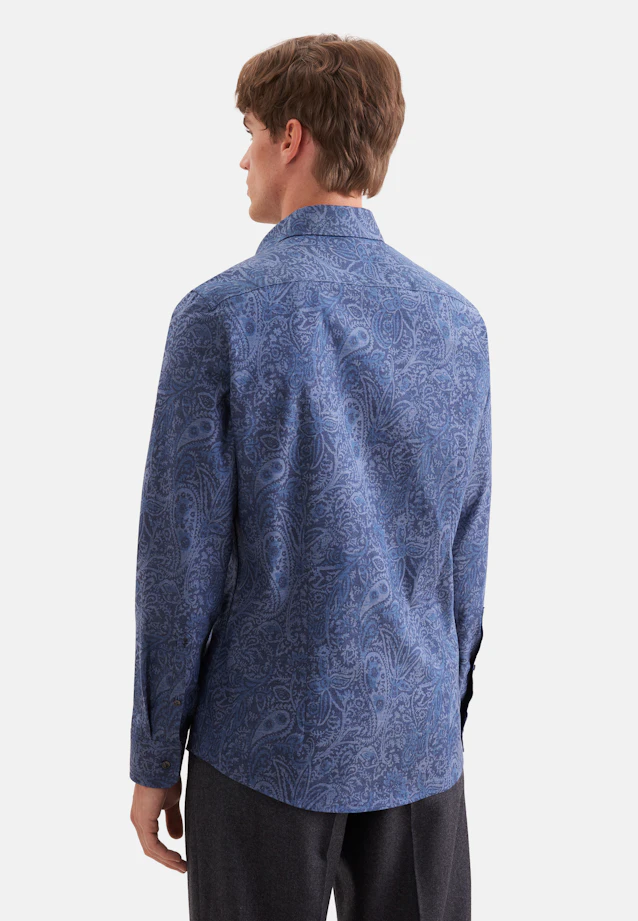 Shaped Flanellhemd Druck in Dunkelblau |  Seidensticker Onlineshop