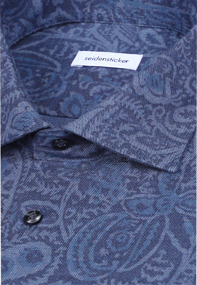 Shaped Flannel shirt Print in Dunkelblau |  Seidensticker Onlineshop