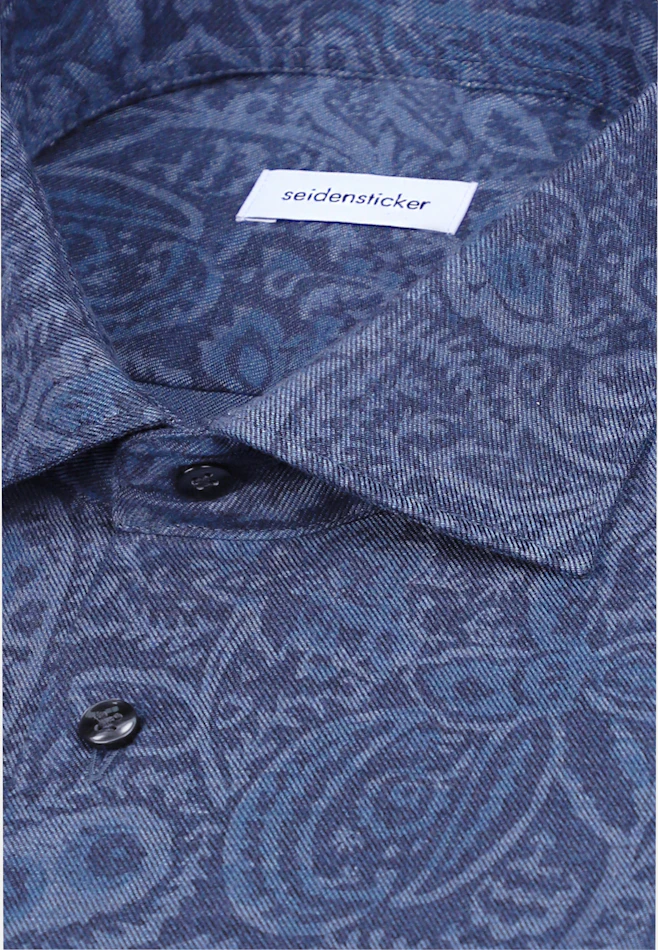 Shaped Flannel shirt Print in Dunkelblau | Seidensticker online shop