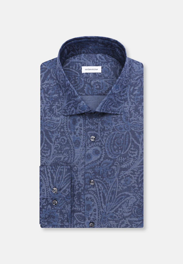 Shaped Flannel shirt Print in Dunkelblau |  Seidensticker Onlineshop