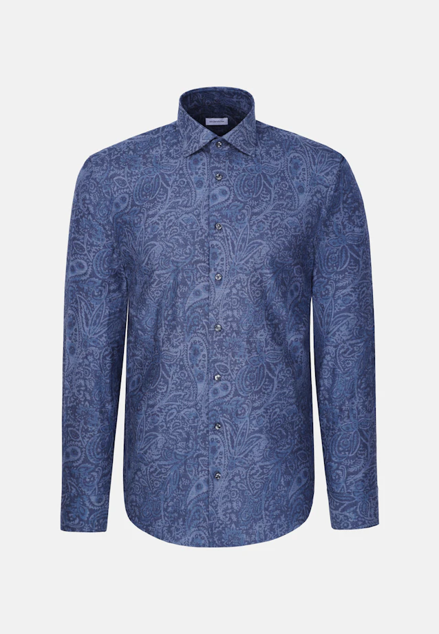 Shaped Flannel shirt Print in Dunkelblau |  Seidensticker Onlineshop