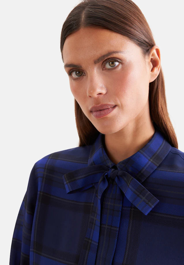 Shirt blouse with detachable bow tie in Mittelblau |  Seidensticker Onlineshop