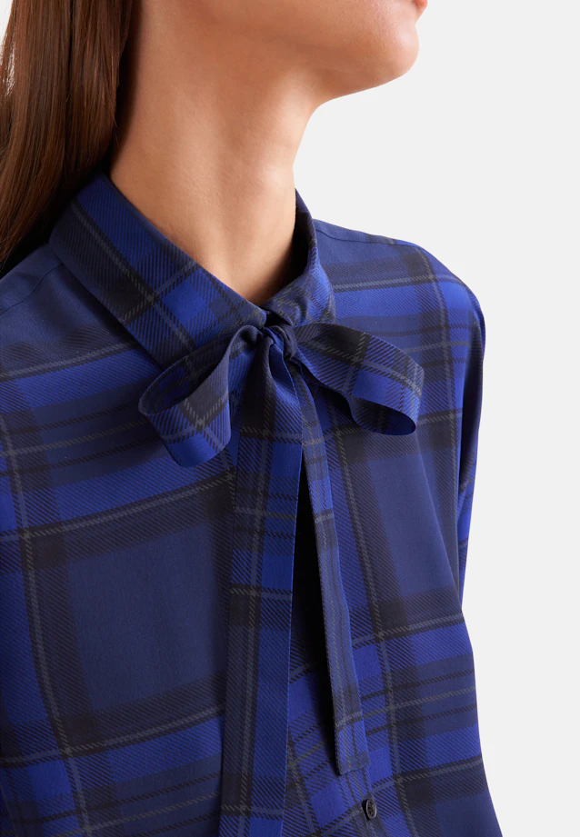 Shirt blouse with detachable bow tie in Mittelblau |  Seidensticker Onlineshop