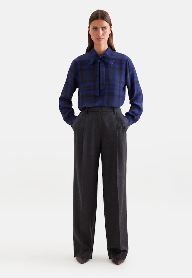 Shirt blouse with detachable bow tie in Mittelblau |  Seidensticker Onlineshop