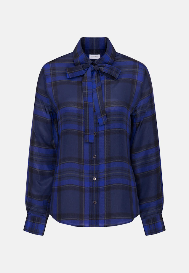 Shirt blouse with detachable bow tie in Mittelblau |  Seidensticker Onlineshop