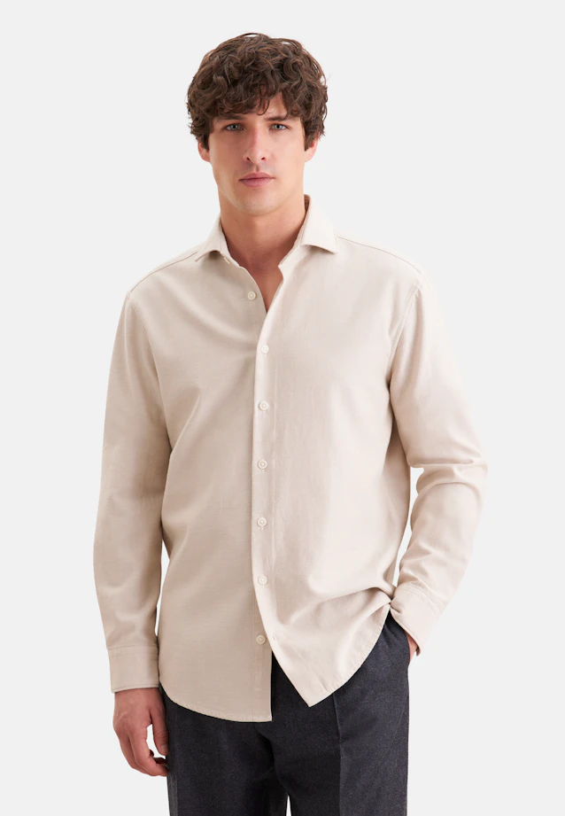 Regular Chemise décontractée Uni in Ecru |  Seidensticker Onlineshop