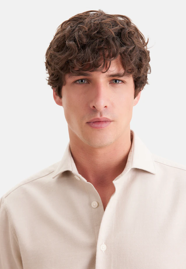 Regular Chemise décontractée Uni in Ecru |  Seidensticker Onlineshop