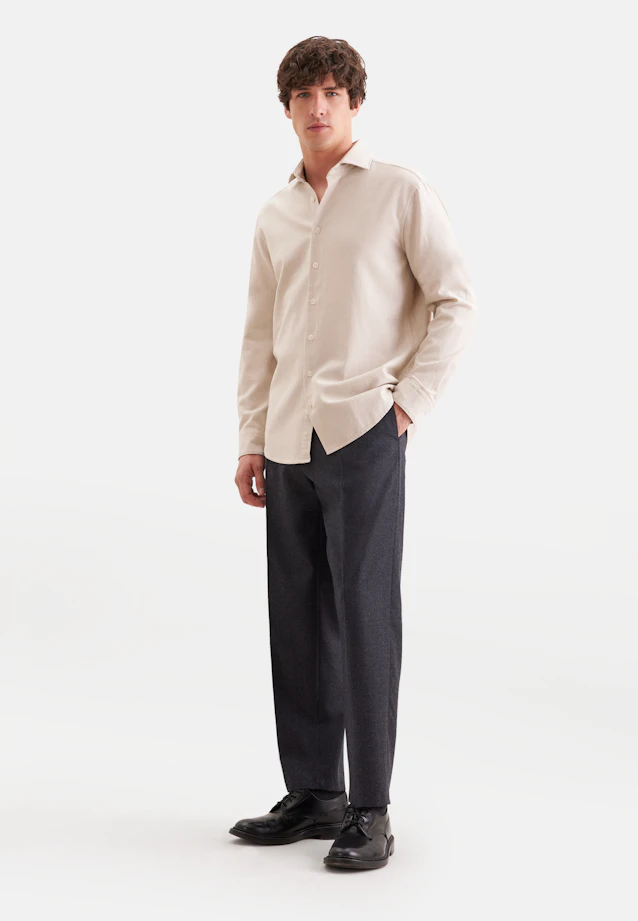 Regular Chemise décontractée Uni in Ecru |  Seidensticker Onlineshop