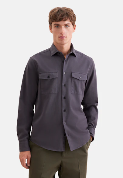 Regular Casual shirt Uni in Grey |  Seidensticker Onlineshop