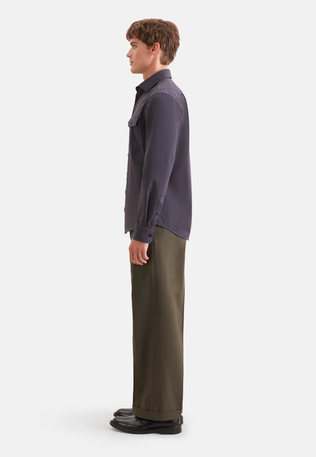 Regular Chemise décontractée Uni in Gris |  Seidensticker Onlineshop