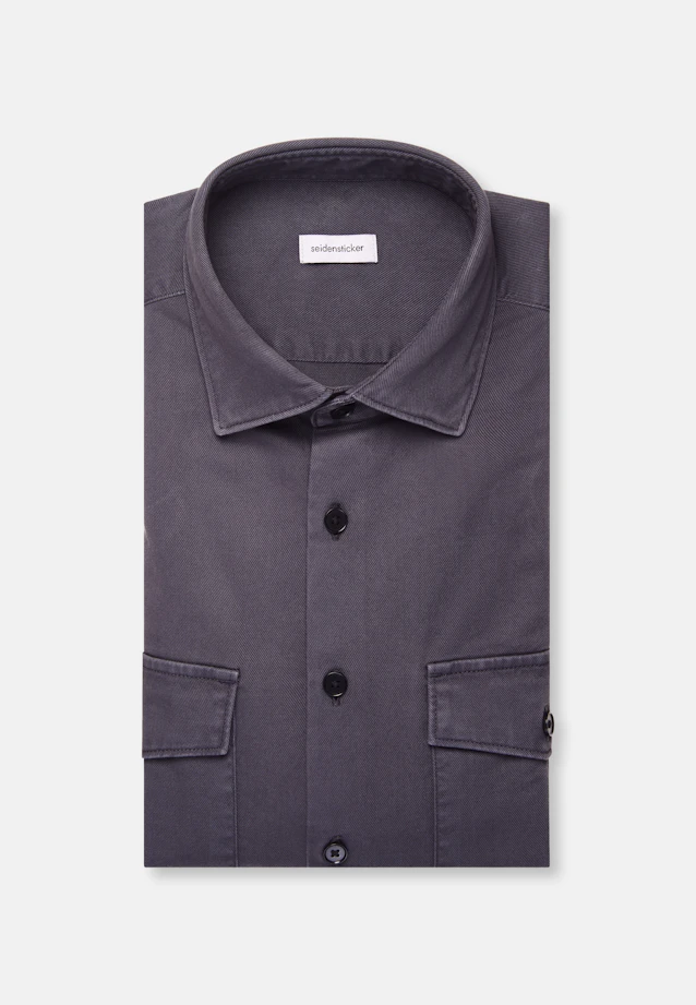 Regular Chemise décontractée Uni in Gris |  Seidensticker Onlineshop