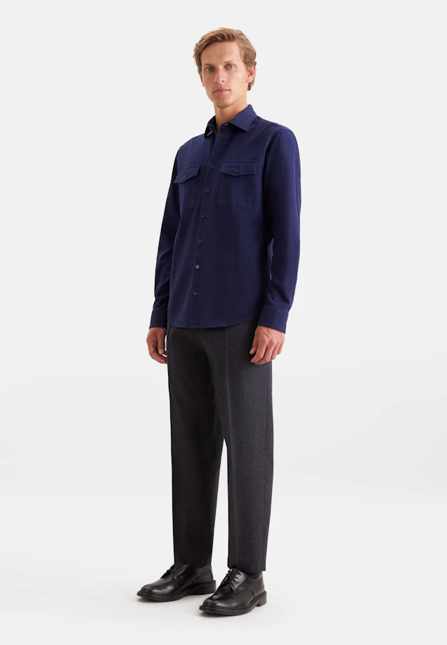 Regular Casual Hemd Uni in Dunkelblau |  Seidensticker Onlineshop