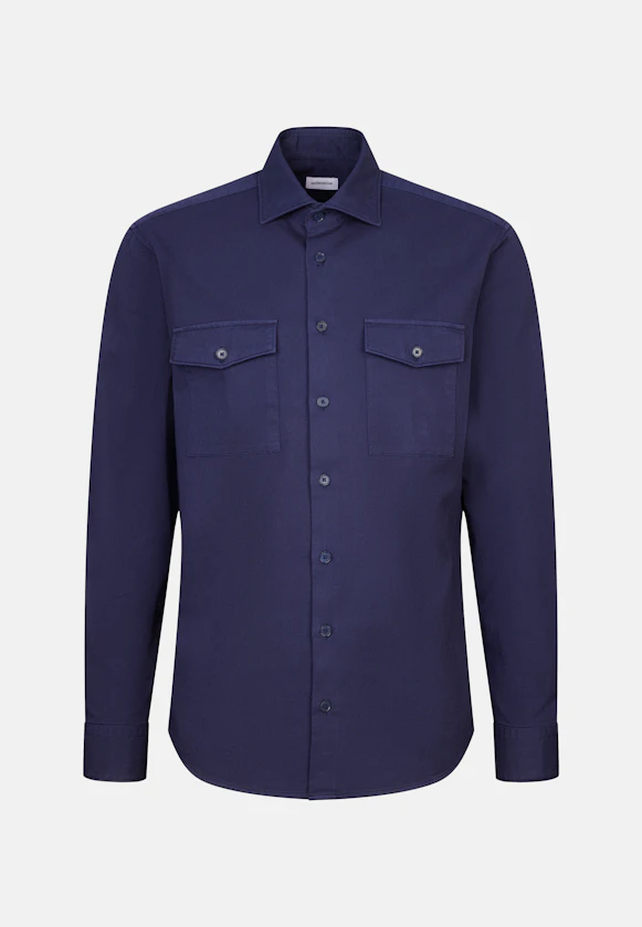 Regular Chemise décontractée Uni in Bleu Foncé |  Seidensticker Onlineshop