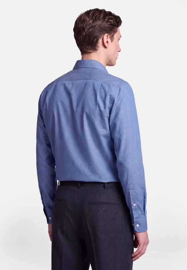 Comfort Flanellhemd Uni in Mittelblau |  Seidensticker Onlineshop