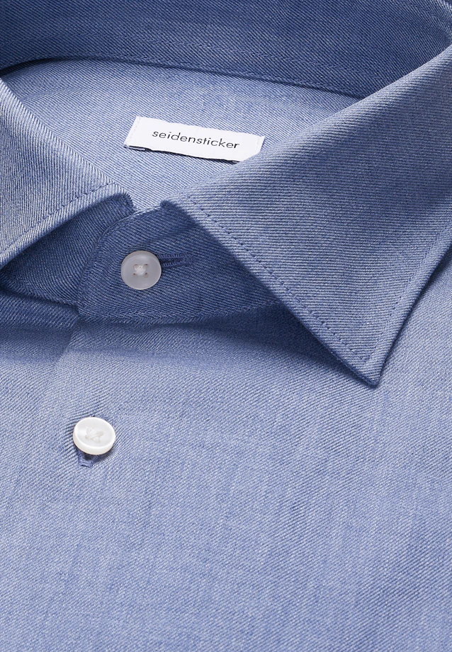 Comfort Flannel shirt Uni in Mittelblau |  Seidensticker Onlineshop