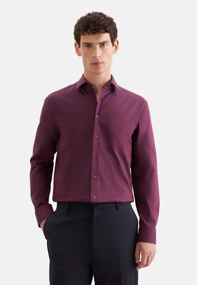 Comfort Flanellhemd Uni in Rot |  Seidensticker Onlineshop