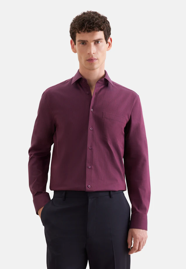 Comfort Flanellhemd Uni in Rot |  Seidensticker Onlineshop