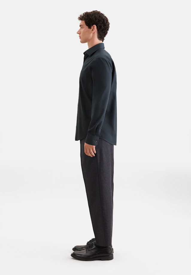 Comfort Flanellhemd Uni in Grün |  Seidensticker Onlineshop