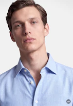 Slim Flannel shirt Uni in Mittelblau |  Seidensticker Onlineshop