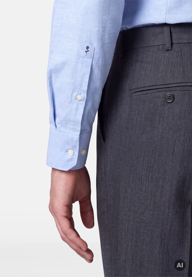 Slim Flannel shirt Uni in Mittelblau |  Seidensticker Onlineshop