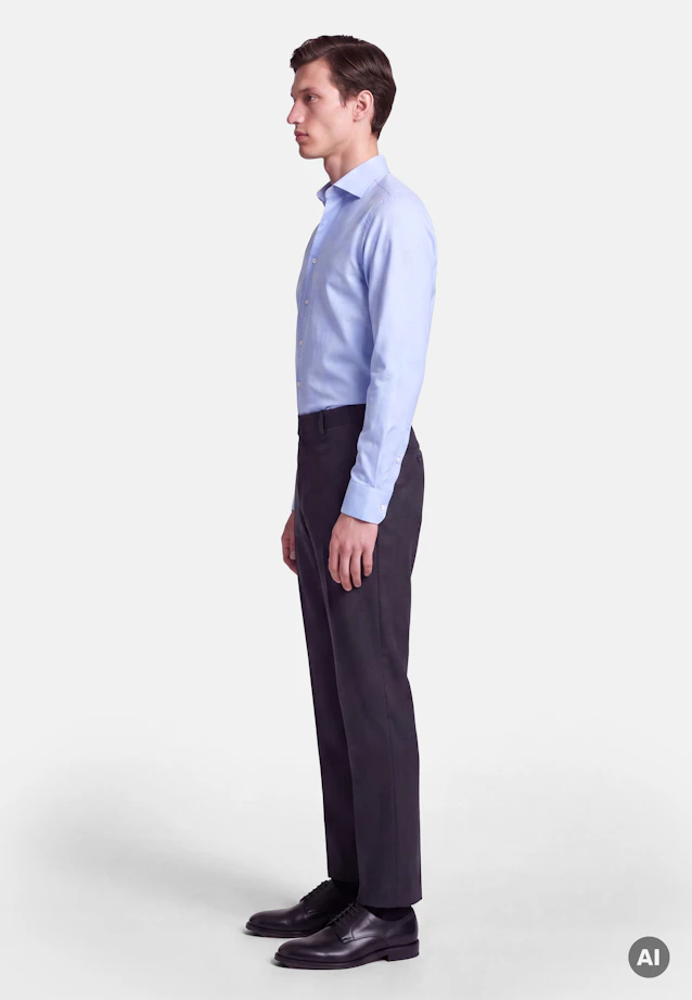 Slim Flannel shirt Uni in Mittelblau |  Seidensticker Onlineshop