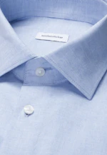 Slim Flanellhemd Uni in Mittelblau |  Seidensticker Onlineshop