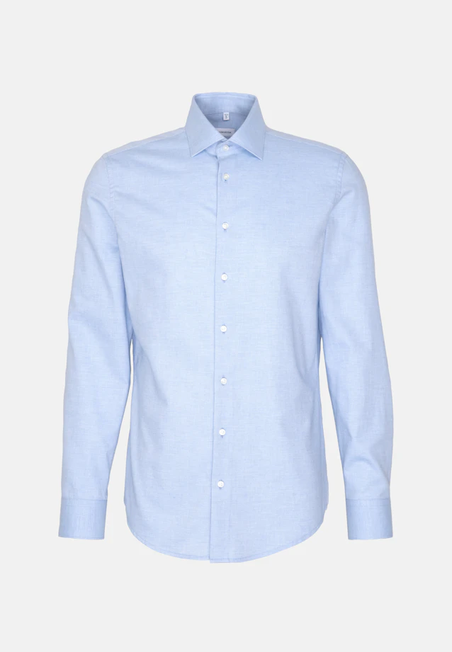 Slim Flanellhemd Uni in Mittelblau |  Seidensticker Onlineshop