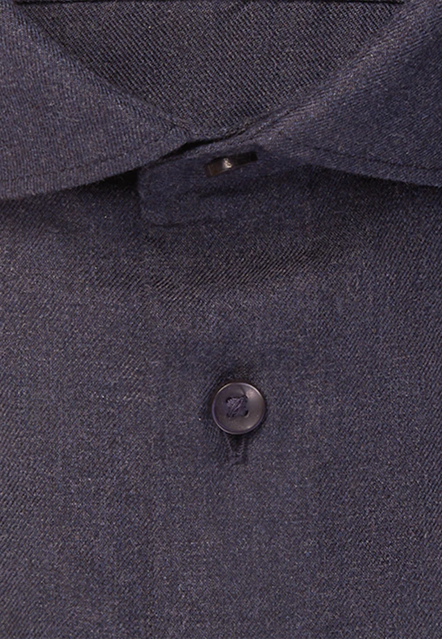 Slim Flanellhemd Uni in Dunkelblau |  Seidensticker Onlineshop