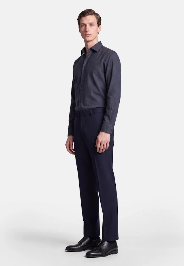 Slim Flanellhemd Uni in Dunkelblau |  Seidensticker Onlineshop
