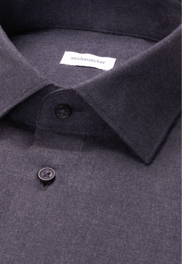 Slim Flanellhemd Uni in Dunkelblau |  Seidensticker Onlineshop