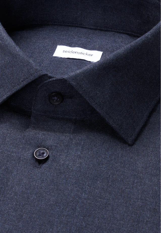 Slim Flannel shirt Uni in Dunkelblau |  Seidensticker Onlineshop