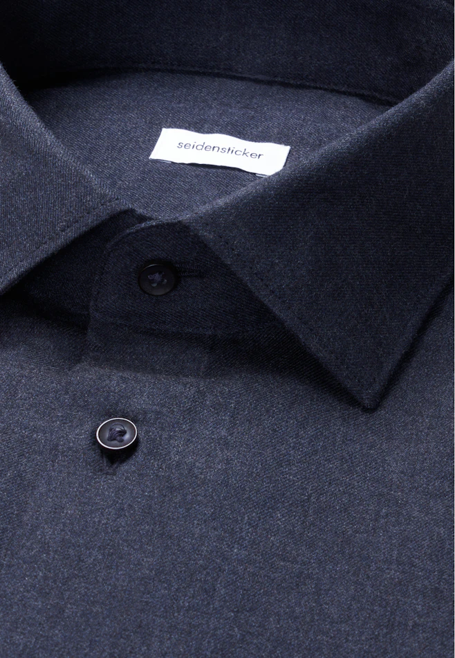 Slim Flannel shirt Uni in Dunkelblau | Seidensticker online shop