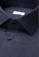 Slim Flannel shirt Uni in Dunkelblau |  Seidensticker Onlineshop