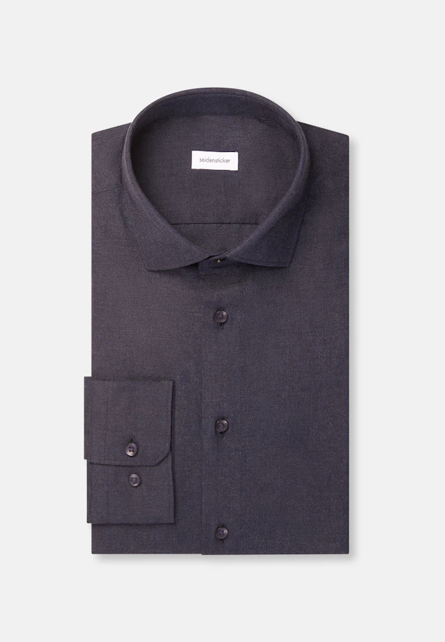 Slim Flanellhemd Uni in Dunkelblau |  Seidensticker Onlineshop
