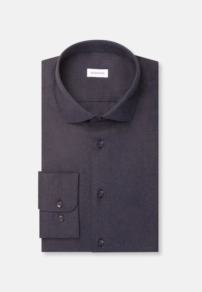 Slim Flannel shirt Uni in Dunkelblau | Seidensticker online shop