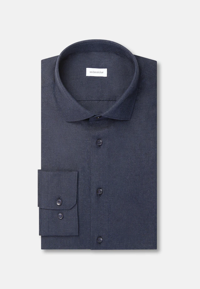 Slim Flannel shirt Uni in Dunkelblau |  Seidensticker Onlineshop