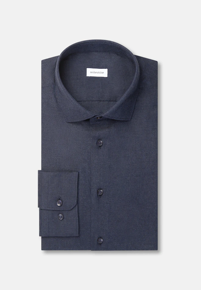 Slim Flannel shirt Uni in Dunkelblau | Seidensticker online shop