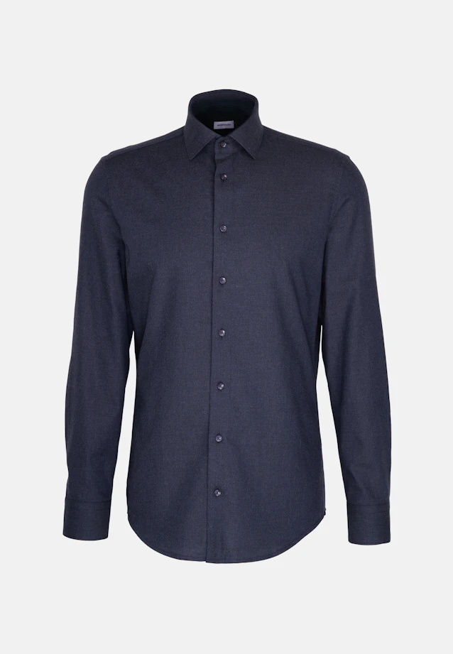 Slim Flannel shirt Uni in Dunkelblau |  Seidensticker Onlineshop