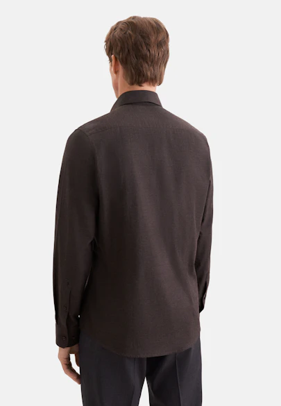 Slim Chemise en flanelle Uni in Marron |  Seidensticker Onlineshop