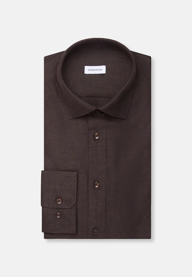 Slim Flanellhemd Uni in Braun |  Seidensticker Onlineshop