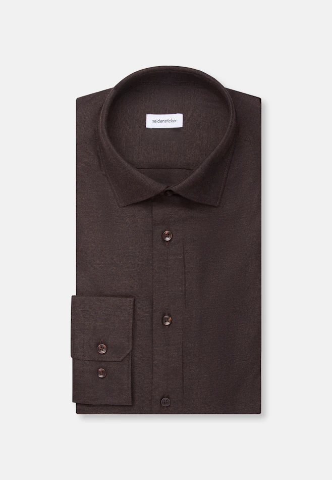 Slim Flannel shirt Uni in Braun | Seidensticker online shop
