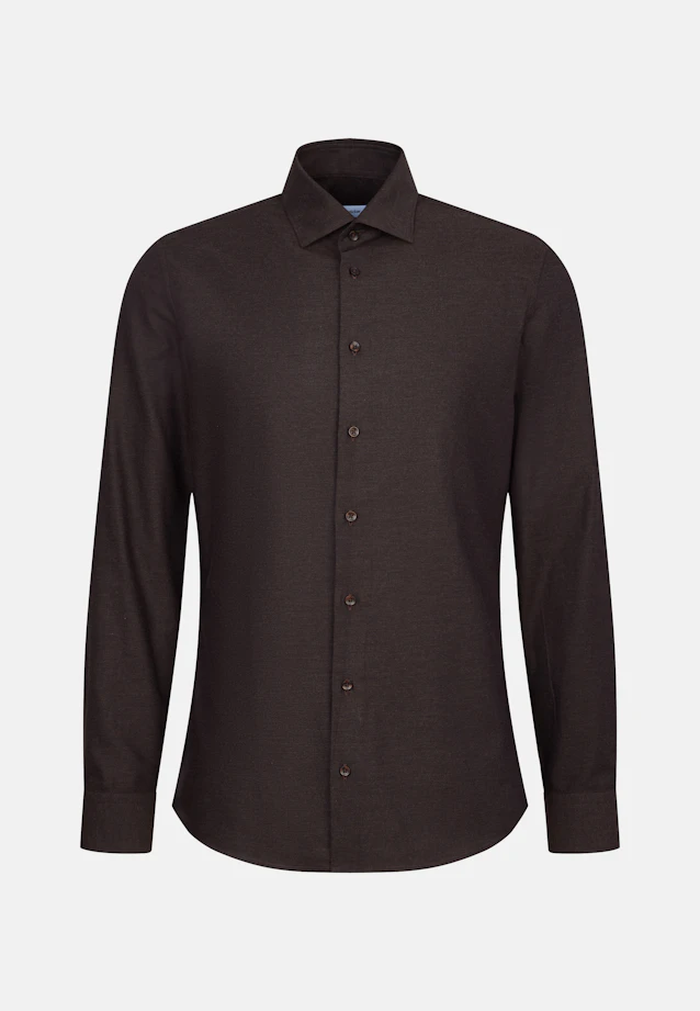Slim Flanellhemd Uni in Braun |  Seidensticker Onlineshop