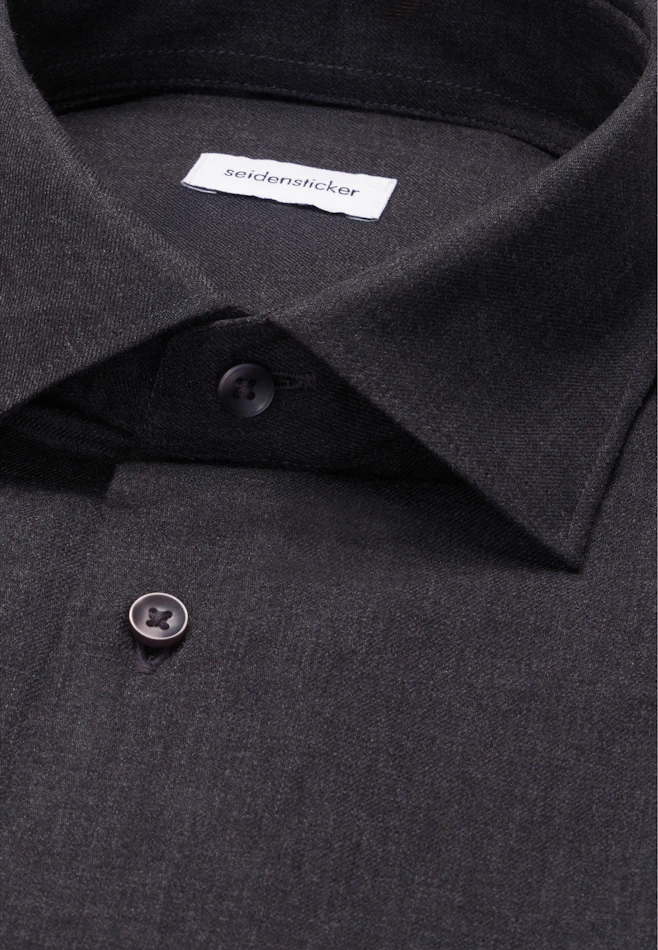 Slim Flannel shirt Uni in Grey | Seidensticker online shop