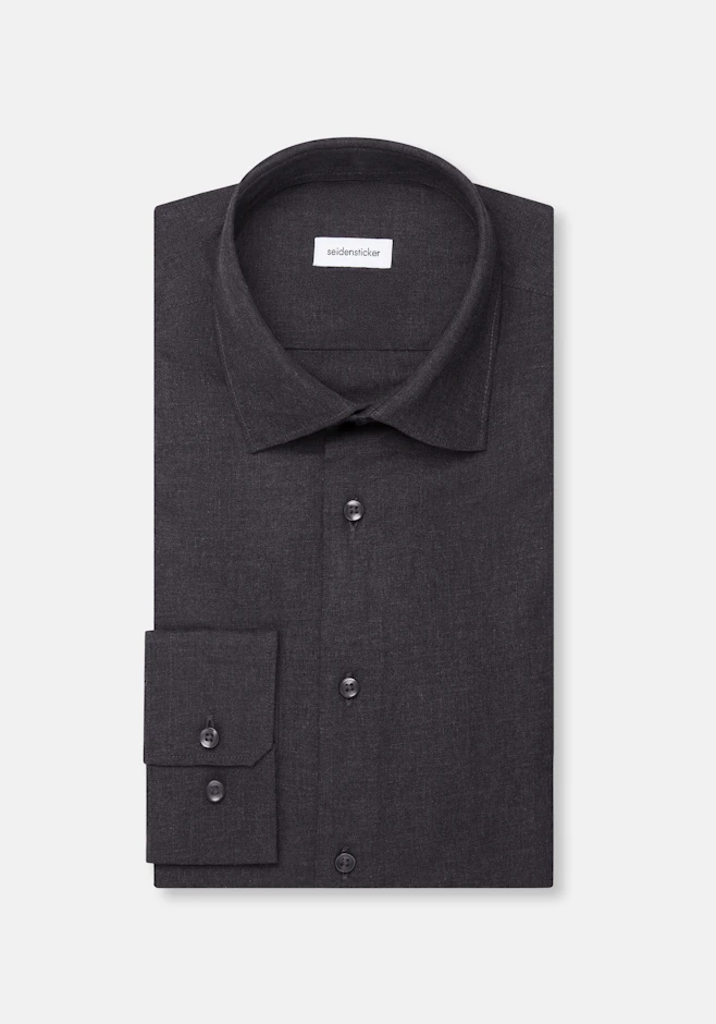 Slim Flannel shirt Uni in Grey | Seidensticker online shop